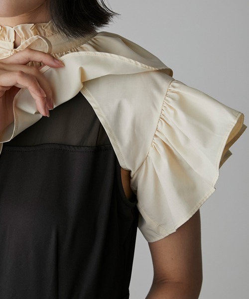 BONLECILL noir（ボンルシールノワール）の「【BONLECILL noir】フリルリボンクロップドボレロ（カーディガン/ボレロ・レディース・ブラック/アイボリー・FREE）」の18枚目の写真