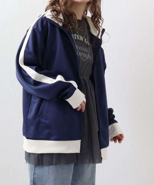 FUNALIVE（ファンアライブ）の「ライン入りトラックジャケット（ブルゾン・メンズ・グリーン/ブラック/ワイン/ワイン系/ホワイト×ネイビー/オレンジ/アイボリー/ブルー/ネイビー/イエロー/サックスブルー・L/M）」の5枚目の写真