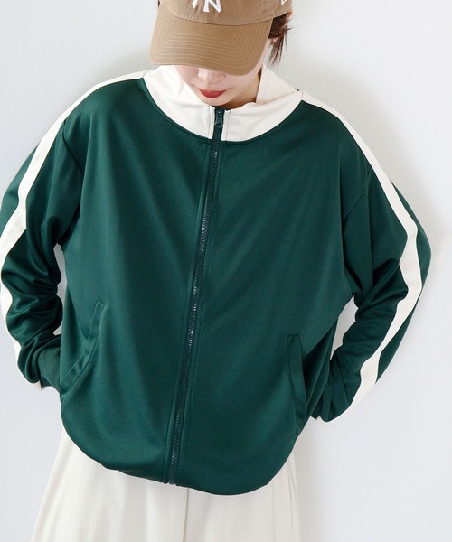 FUNALIVE（ファンアライブ）の「ライン入りトラックジャケット（ブルゾン・メンズ・グリーン/ブラック/ワイン/ワイン系/ホワイト×ネイビー/オレンジ/アイボリー/ブルー/ネイビー/イエロー/サックスブルー・L/M）」の4枚目の写真