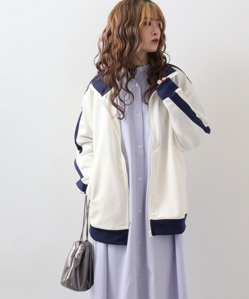 FUNALIVE（ファンアライブ）の「ライン入りトラックジャケット（ブルゾン・メンズ・グリーン/ブラック/ワイン/ワイン系/ホワイト×ネイビー/オレンジ/アイボリー/ブルー/ネイビー/イエロー/サックスブルー・L/M）」の2枚目の写真