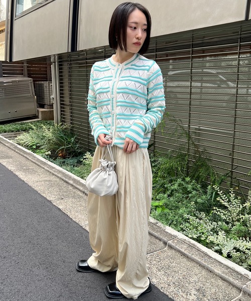 mebole(メボレ)の「透かし編みボーダーカーディガン(カーディガン/ボレロ・レディース・グリーン/イエロー/ピンク・FREE)」の14枚目の写真