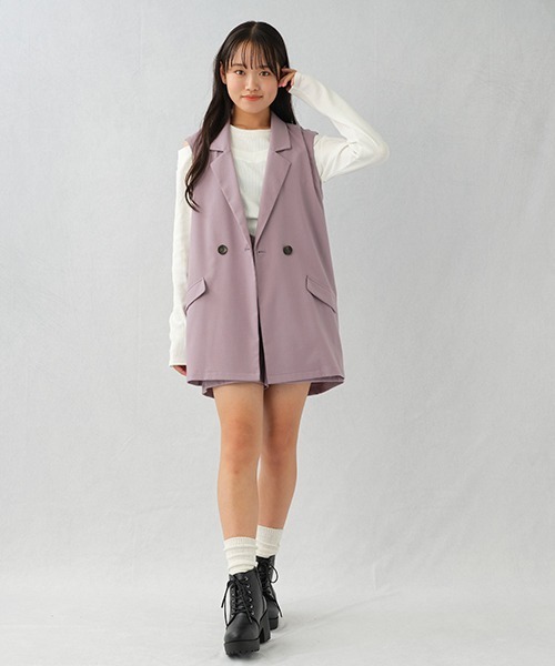 LOVETOXIC（ラブトキシック）の「ジレSETUP（シャツワンピース・キッズ・ブラック/ラベンダー/アイボリー・S/L/M）」の3枚目の写真