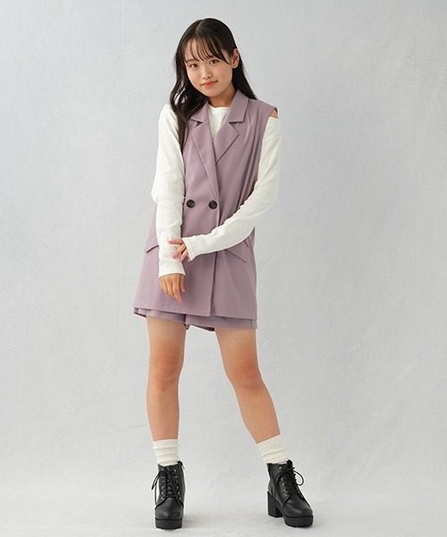 LOVETOXIC（ラブトキシック）の「ジレSETUP（シャツワンピース・キッズ・ブラック/ラベンダー/アイボリー・S/L/M）」の22枚目の写真