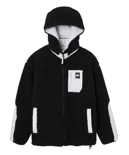 X-girl（エックスガール）の「REVERSIBLE BOA BLOUSON（ブルゾン・レディース・ブラック/マルチ/オフホワイト・M/S）」の2枚目の写真