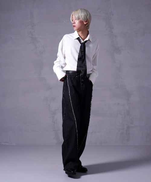 G.O.C（ジーオーシー）の「ロング カフス 2WAY ボウタイ シャツ（シャツ/ブラウス・メンズ・ホワイト/ブラック・MEDIUM/LARGE）」の3枚目の写真