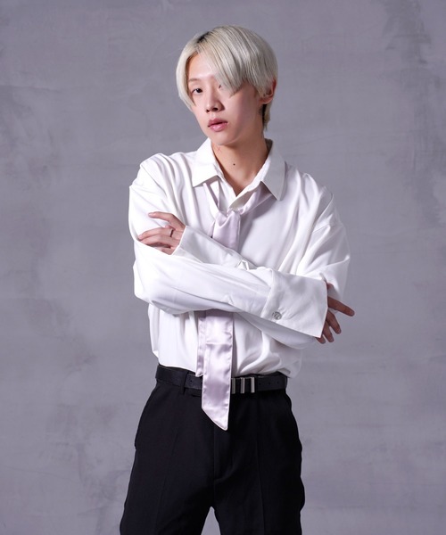 G.O.C（ジーオーシー）の「ロング カフス 2WAY ボウタイ シャツ（シャツ/ブラウス・メンズ・ホワイト/ブラック・MEDIUM/LARGE）」の10枚目の写真