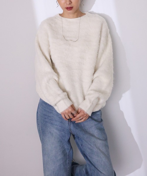 Girly Doll(ガーリードール)の「クルーネックニット(ニット/セーター・レディース・ブラック/アイボリー/その他/ライトグレー/ブルー/ベージュ/ライトグリーン・F)」の8枚目の写真