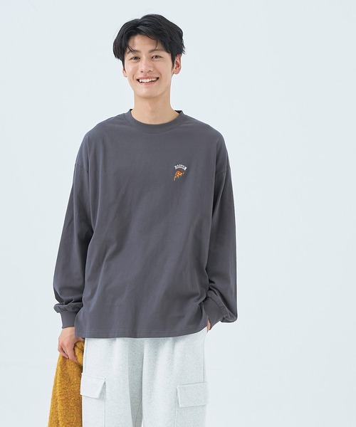 coca(coca)(コカ)の「メンズジャンクフード刺繍ロンT(Tシャツ/カットソー・メンズ・ホワイト/チャコール・M/L/XL)」の2枚目の写真