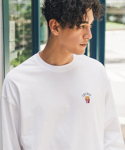 coca(coca)(コカ)の「メンズジャンクフード刺繍ロンT(Tシャツ/カットソー・メンズ・ホワイト/チャコール・M/L/XL)」の5枚目の写真
