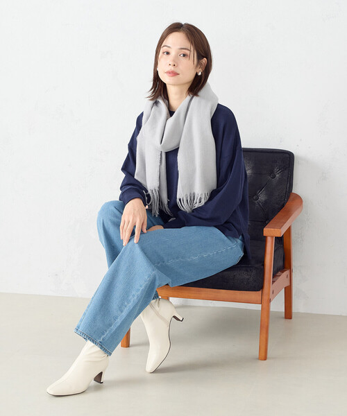 MONO　COMME CA（モノコムサ）の「ソフトタッチストール（ストール/ショール・レディース・オフホワイト/ライトグレー/ベージュ/チャコール・FREE）」の19枚目の写真