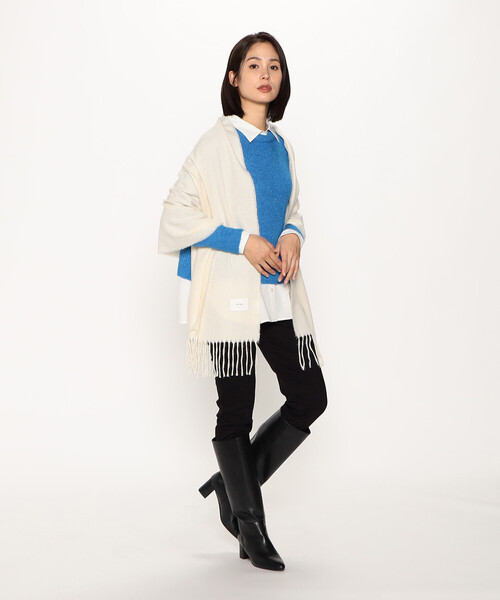 MONO　COMME CA（モノコムサ）の「ソフトタッチストール（ストール/ショール・レディース・オフホワイト/ライトグレー/ベージュ/チャコール・FREE）」の17枚目の写真