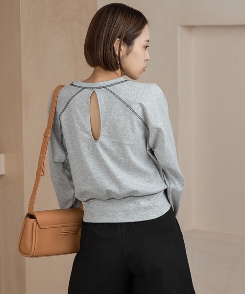 Amiur(エミレ)の「raglan stitch cut T / ラグランステッチカットT(Tシャツ/カットソー・レディース・ブラック/グレー/モカ・FREE)」の8枚目の写真