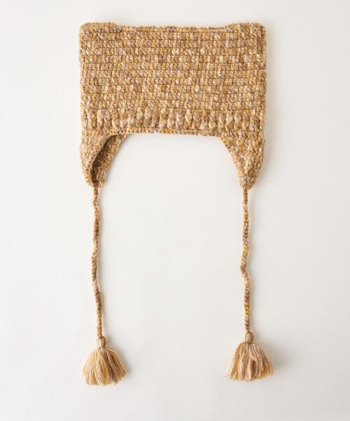 WEGO(ウィゴー)の「WEGO/ネコミミフリンジ付きニットキャップ(ニットキャップ/ビーニー・レディース・その他1/ブラック/ブラウン・FREE)」の9枚目の写真