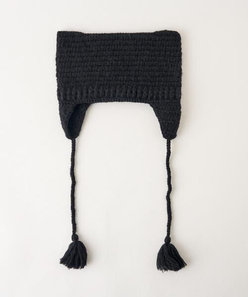 WEGO(ウィゴー)の「WEGO/ネコミミフリンジ付きニットキャップ(ニットキャップ/ビーニー・レディース・その他1/ブラック/ブラウン・FREE)」の7枚目の写真