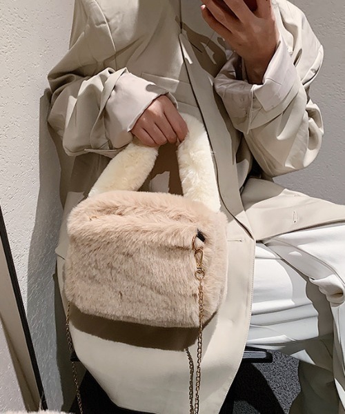 SEN TOKYO（セントーキョー）の「シーズンライクな差し色。2WAYもこもこバイカラーハンドバック（ハンドバッグ・レディース・イエロー/ブラウン/グレー・FREE）」の18枚目の写真