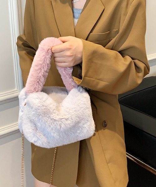 SEN TOKYO（セントーキョー）の「シーズンライクな差し色。2WAYもこもこバイカラーハンドバック（ハンドバッグ・レディース・イエロー/ブラウン/グレー・FREE）」の11枚目の写真