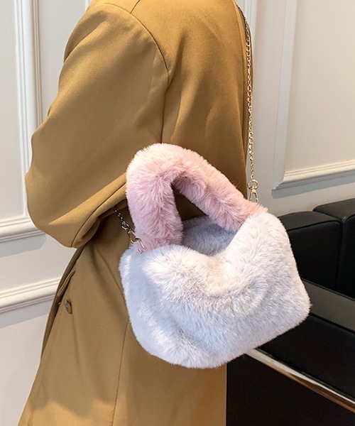 SEN TOKYO（セントーキョー）の「シーズンライクな差し色。2WAYもこもこバイカラーハンドバック（ハンドバッグ・レディース・イエロー/ブラウン/グレー・FREE）」の12枚目の写真
