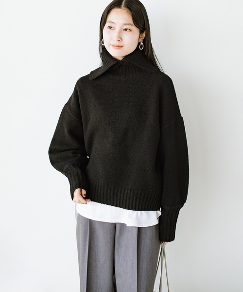 haco!(ハコ)の「女らしさは包んで魅せる スリットタートルネックニット(ニット/セーター・レディース・レッド/アイボリー/ブラック・MEDIUM/X-LARGE/LARGE/SMALL)」の11枚目の写真