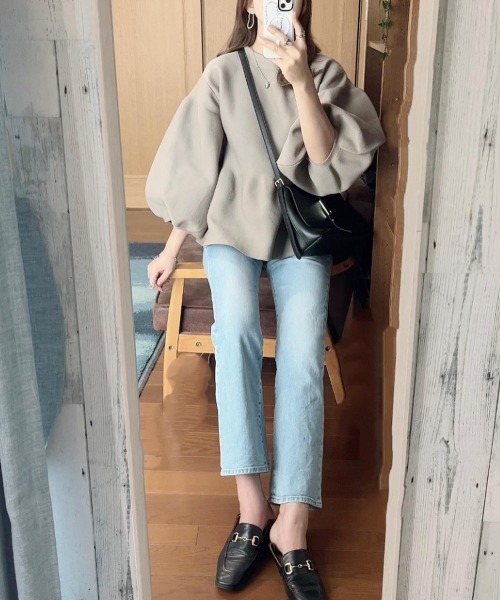 Lajour（ラジュール）の「日本製ペプラムプルオーバー（Tシャツ/カットソー・レディース・モカ/ブラック/ホワイト/ネイビー・フリー）」の21枚目の写真