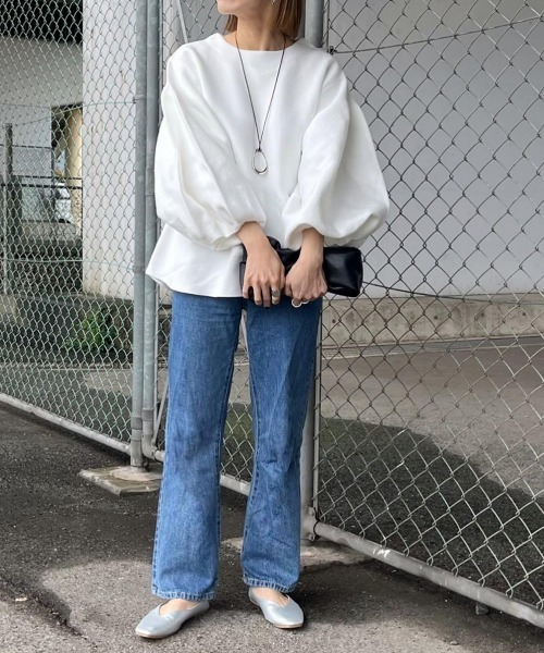 Lajour（ラジュール）の「日本製ペプラムプルオーバー（Tシャツ/カットソー・レディース・モカ/ブラック/ホワイト/ネイビー・フリー）」の14枚目の写真