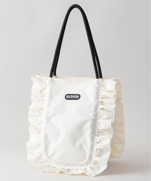 OUTDOOR PRODUCTS(アウトドアプロダクツ)の「OUTDOOR PRODUCTS/アウトドアプロダクツ フリルギャザーハンドバッグ(トートバッグ・レディース・アイボリー/ブラック/ベージュ・ONE SIZE)」の1枚目の写真