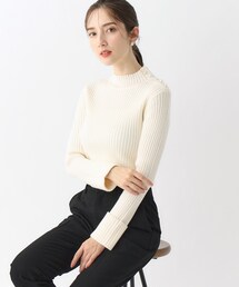 index | ≪5color≫ パール調ボタン リブハイネックニット【洗濯機洗い可】(ニット/セーター)