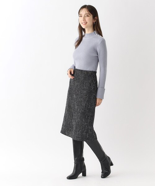 index（インデックス）の「◆≪5color≫ パール調ボタン リブハイネックニット【洗濯機洗い可】（ニット/セーター・レディース・チャコールグレー/ブルー系5/グレー系4/ライトベージュ/オフホワイト・38/36/42/40）」の19枚目の写真