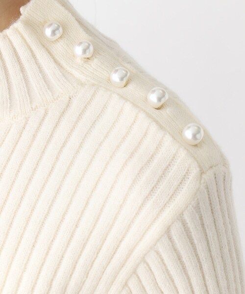 index（インデックス）の「◆≪5color≫ パール調ボタン リブハイネックニット【洗濯機洗い可】（ニット/セーター・レディース・チャコールグレー/ブルー系5/グレー系4/ライトベージュ/オフホワイト・38/36/42/40）」の21枚目の写真