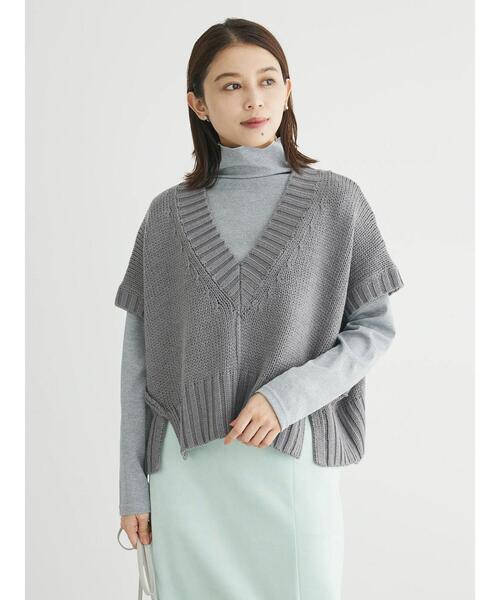 Green　Parks（グリーンパークス）の「・SUGAR　SPOON　ショートニットベスト（ベスト・レディース・ブラック/杢グレー/ベージュ・FREE）」の15枚目の写真