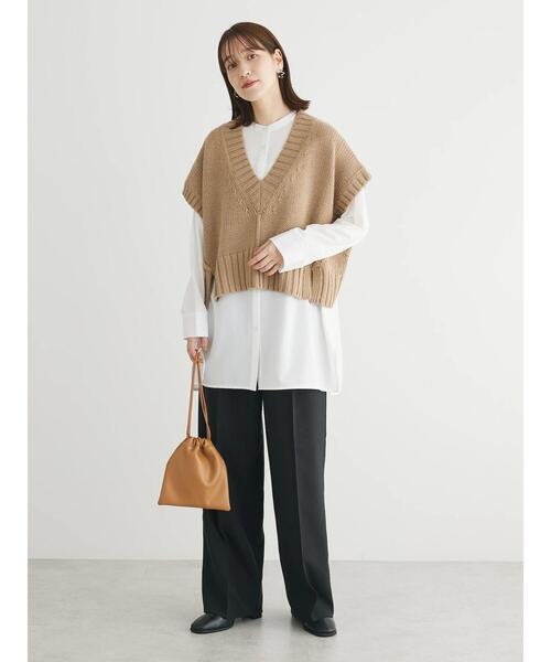 Green　Parks（グリーンパークス）の「・SUGAR　SPOON　ショートニットベスト（ベスト・レディース・ブラック/杢グレー/ベージュ・FREE）」の18枚目の写真