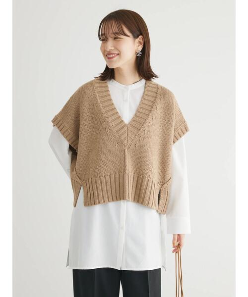 Green　Parks（グリーンパークス）の「・SUGAR　SPOON　ショートニットベスト（ベスト・レディース・ブラック/杢グレー/ベージュ・FREE）」の20枚目の写真