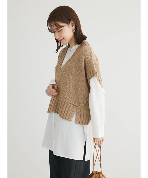 Green　Parks（グリーンパークス）の「・SUGAR　SPOON　ショートニットベスト（ベスト・レディース・ブラック/杢グレー/ベージュ・FREE）」の21枚目の写真