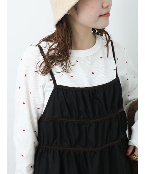 ehka sopo（エヘカソポ）の「ハート柄ワッフルカットソー（Tシャツ/カットソー・レディース・オフホワイト/グレー/キナリ・F）」の9枚目の写真