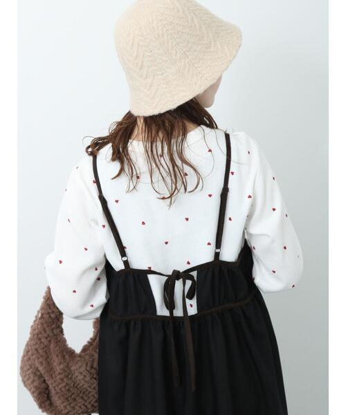 ehka sopo（エヘカソポ）の「ハート柄ワッフルカットソー（Tシャツ/カットソー・レディース・オフホワイト/グレー/キナリ・F）」の10枚目の写真