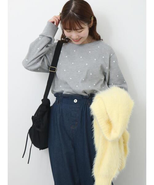 ehka sopo（エヘカソポ）の「ハート柄ワッフルカットソー（Tシャツ/カットソー・レディース・オフホワイト/グレー/キナリ・F）」の11枚目の写真