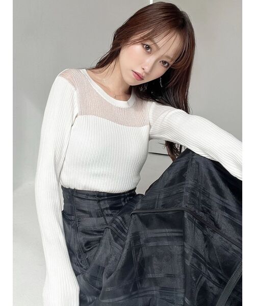 RESEXXY（リゼクシー）の「シアーチェックフレアスカート（スカート・レディース・ホワイト/ブラック・FREE）」の5枚目の写真