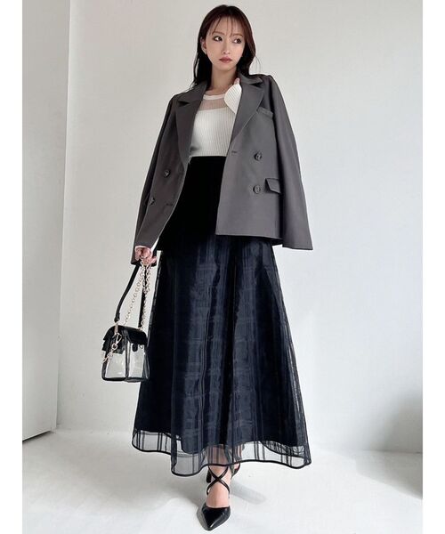 RESEXXY（リゼクシー）の「シアーチェックフレアスカート（スカート・レディース・ホワイト/ブラック・FREE）」の6枚目の写真