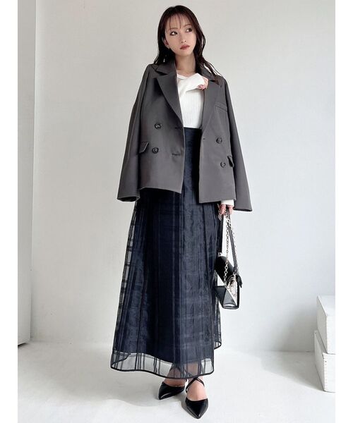 RESEXXY（リゼクシー）の「シアーチェックフレアスカート（スカート・レディース・ホワイト/ブラック・FREE）」の8枚目の写真