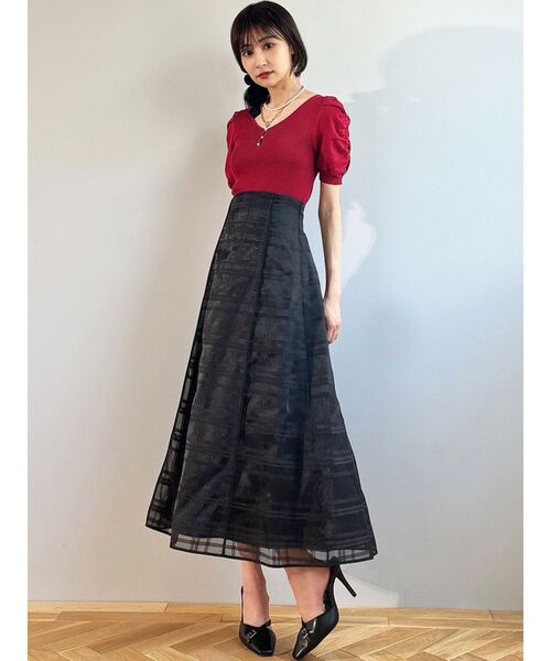 RESEXXY（リゼクシー）の「シアーチェックフレアスカート（スカート・レディース・ホワイト/ブラック・FREE）」の9枚目の写真