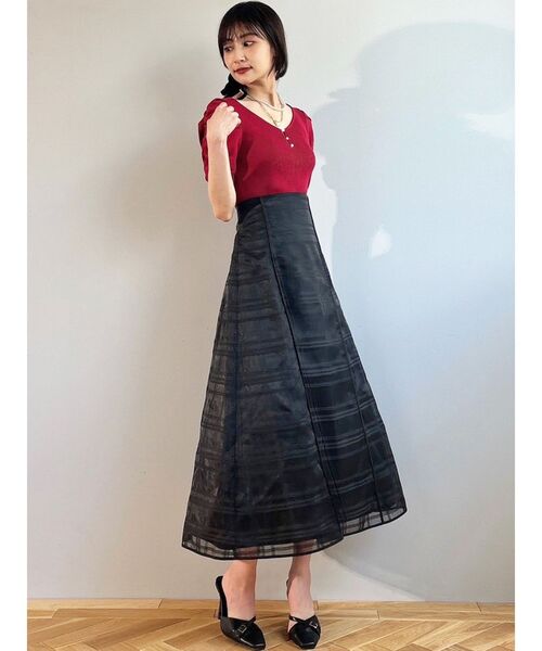 RESEXXY（リゼクシー）の「シアーチェックフレアスカート（スカート・レディース・ホワイト/ブラック・FREE）」の11枚目の写真