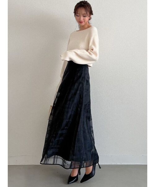 RESEXXY（リゼクシー）の「シアーチェックフレアスカート（スカート・レディース・ホワイト/ブラック・FREE）」の12枚目の写真