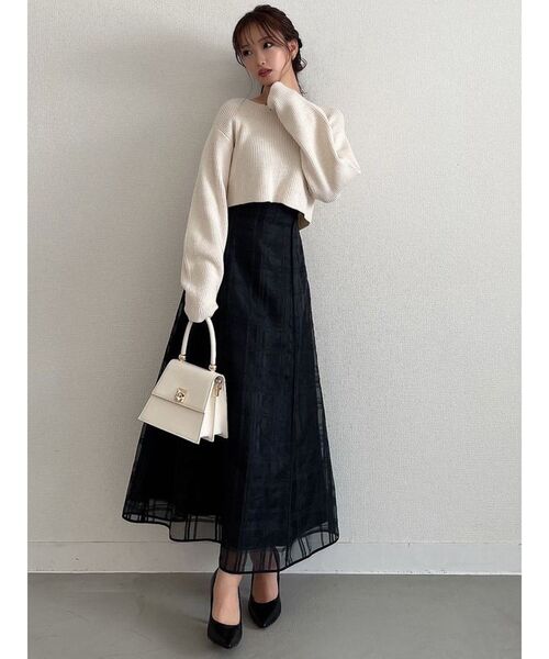 RESEXXY（リゼクシー）の「シアーチェックフレアスカート（スカート・レディース・ホワイト/ブラック・FREE）」の13枚目の写真