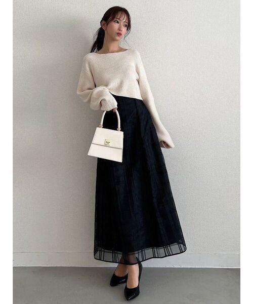 RESEXXY（リゼクシー）の「シアーチェックフレアスカート（スカート・レディース・ホワイト/ブラック・FREE）」の14枚目の写真