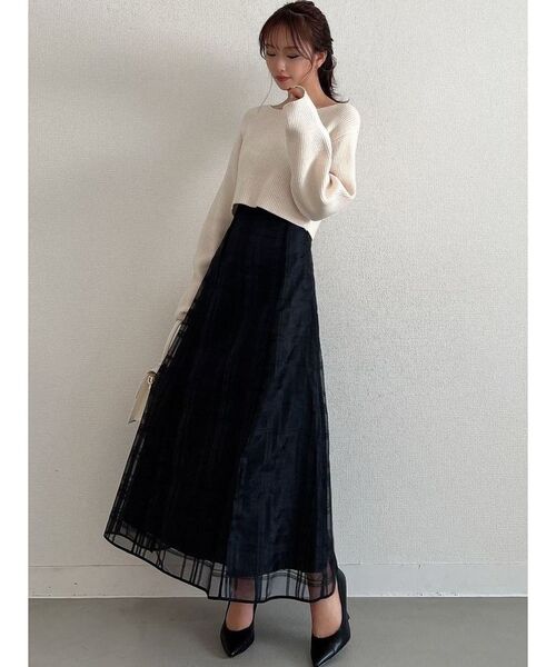 RESEXXY（リゼクシー）の「シアーチェックフレアスカート（スカート・レディース・ホワイト/ブラック・FREE）」の15枚目の写真