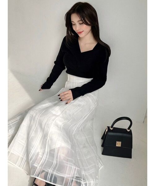 RESEXXY（リゼクシー）の「シアーチェックフレアスカート（スカート・レディース・ホワイト/ブラック・FREE）」の16枚目の写真