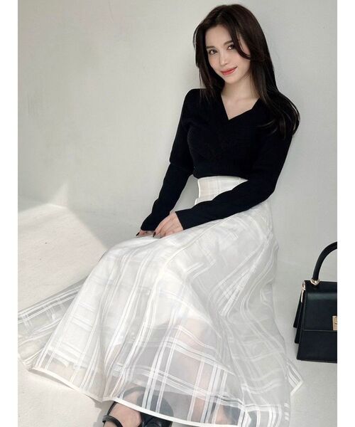 RESEXXY（リゼクシー）の「シアーチェックフレアスカート（スカート・レディース・ホワイト/ブラック・FREE）」の17枚目の写真