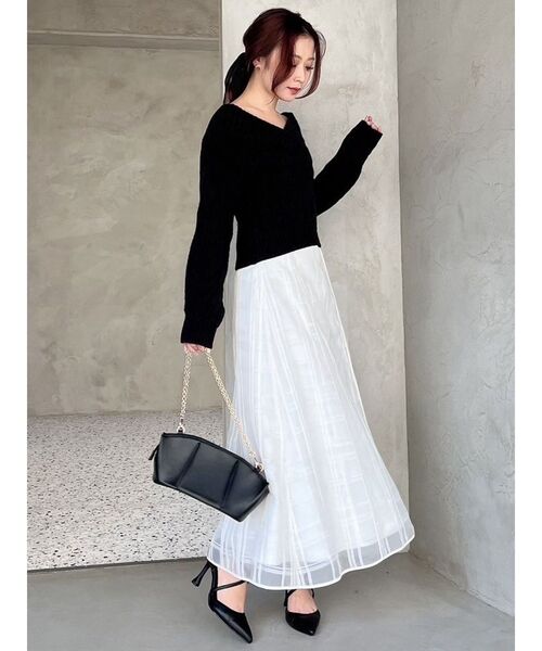 RESEXXY（リゼクシー）の「シアーチェックフレアスカート（スカート・レディース・ホワイト/ブラック・FREE）」の21枚目の写真