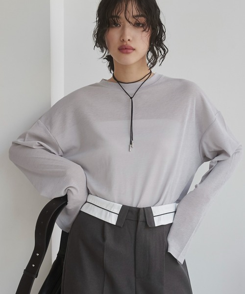 ANGIE(アンジー)の「スラブ シアートップス(Tシャツ/カットソー・レディース・ホワイト/ブラック/ナチュラル/シルバー/グレー系その他/ピンク系その他/ゴールド/ライトピンク/ライトグレー・FREE)」の12枚目の写真