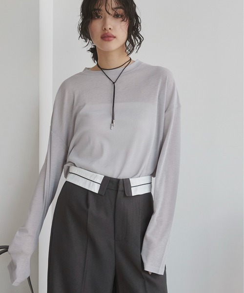 ANGIE(アンジー)の「スラブ シアートップス(Tシャツ/カットソー・レディース・ホワイト/ブラック/ナチュラル/シルバー/グレー系その他/ピンク系その他/ゴールド/ライトピンク/ライトグレー・FREE)」の13枚目の写真