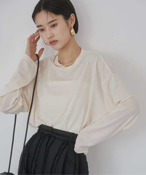 【最終値下げ】新品未使用タグ付き AP STUDIO シアーTシャツ ホワイト スラブ シアートップス (ラメ入り/ラメなし)(Tシャツ
